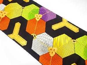 アンティーク　松皮菱模様織り出し袋帯(着用可)